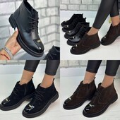 36-41 рр черевики натуральна замша/шкіра чорний, шоколад.