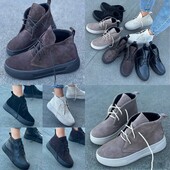 36-41 рр черевики натуральна замша/шкіра чорний, шоколадний, бежевий, капучино