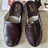 Кожаные тапочки шлепки