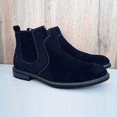 Нові чоловічі ботинки, чорні челсі, утеплені черевики, зима демісезон, р. 42-43