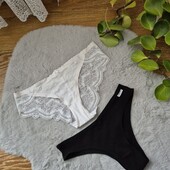 Дво в лоті, М, чорні рубчик + білі мереживо ❤️