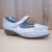 Французькі шкіряні туфлі на на широку ногу, човники мері джейн світлі, літо весна, р. 42