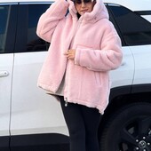 Мякенька, ніжно-рожева шубка, овесайз модель