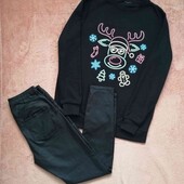 лот 2 вещи: Комплект Брюки-стрейч под кожу и свитшот на флисе р 48-50 