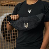 Патріотична поясна сумка бананка чорна із тризубом