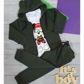 Костюм-трійка дитячий тринитка фліс 80-122 кольори