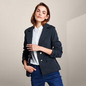 ♕ Жакет з еластичної тканини з декоративними гудзиками, розмір 46-48 (42 евро)