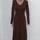 Вязаное платье миди цвета шоколада р.42/48. Новое!