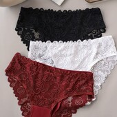 Лот-4шт.Набір однотонних мереживних трусиків XL бедра 108-115см