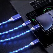 Швидкісний кабель для зарядки з LED підсвіткою 3 в 1