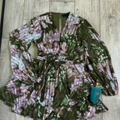 Розпродаж магазину! Крута сукня у квіти валани рюші широкі рукава легка на вечер літо