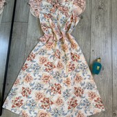 Розпродаж магазину! Ніжна сукня у квіти на шиї завʼязка бант валан рюші