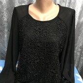 Блузка из шифона(спереди гипюр) на женщину L/XL,см.замеры