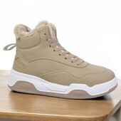 Зимние кроссовки ботинки на меху! 37р - 23,5см бежевые