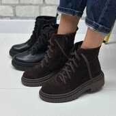 36-41 рр черевики натуральна замша/шкіра чорний, шоколад.