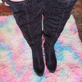 ❤️Брендовые текстильные чёрные все с люрексом серебра сапоги блатфорды❤️Италия.Стелька26,5-27см.