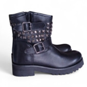 Натуральная кожа! Крутые женские сапоги с заклёпками (Италия)