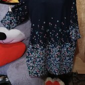 ❤️Брендовая натуральная темно синия с ярким принтом вязаная туника новая❤️Турция.Пог.126-190