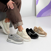 Теплі замшеві кросівки з хутром Тедді доступна ціна Код 25783