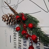 Новорічний декор 26см ялинкова гілочка з шипшиною