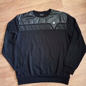 Джемпер мужской, со вставками из ЭКО кожи