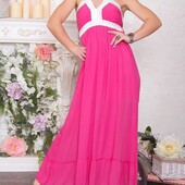 Яркое летнее платье сарафан сукня літня макси розовое m l 42 44 рожеве