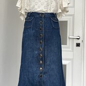 Джинсовая котоновая юбка трапеция