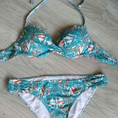 раздельный купальник бикини сформированной чашкой цвет бирюзовый размер евро S M