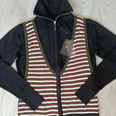 Eglises стильный новый вязаный свитерок двойка/ обманка размер XS S