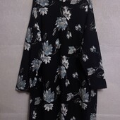 Женское трикотажное теплое платье , цветочный принт