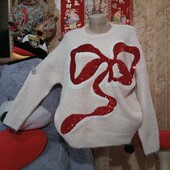 ❤️Брендовый натурал светло бежевый вязаный с пайетками свитер новый❤️Турция.Оверсайз.Пог.130-230см.