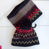 Дитячий комплект: в’язана шапка з помпоном на флісі та баф kiabi (франція)