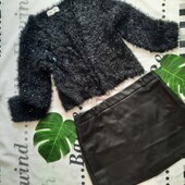 ❤️Одним лотом кожанная юбка"Zara" и накидка -травка42-44, с-м.сост идеал❤️