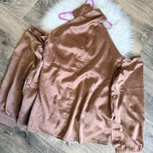 Атласна блуза з довгими рукавами, XL