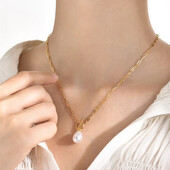 Чокер, ланцюжок протяжка, підвіскою натуральна перлинка, медзолото