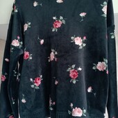 Підлітковий оксамітовий худі з квітковим прінтом на вік 13/14 років 158/164