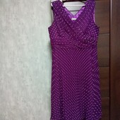 Розпродаж!!! Брендовое красивое шифоновое платье в мелкий горошек р.16-20.