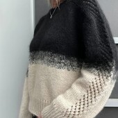 Шикарный, теплый свитер, джемпер, оверсайз, р. xl, наш 46-56, бежево- черный