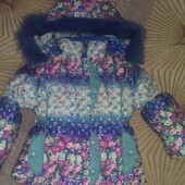 Зимняя курточка на малышку рост 86 в отличном состоянии