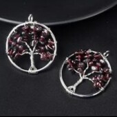 Подвеска Древо жизни, натуральный гранат