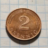 Монета Германії 2 пфенінги 1996