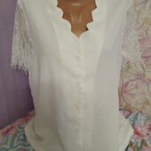 Нова!Блуза білосніжна з ажуром Ог 100