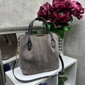 Натуральна замша + еко шкіра сумка жіноча середнього розміру замш