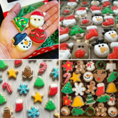 Набор из 10 мини-вырубок для печенья на Рождество, формы для выпечки из нержавеющей стали с изображе