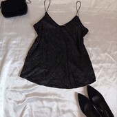 Чорна велюрова маєчка з блискітками