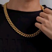 Ланцюжок, кубинський ланцюг, широкий, довжина 60 см, кольє, медзолото, сталь