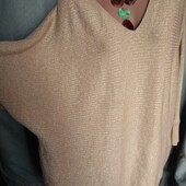 ❤️ Брендовая натуральная пудровая вязаная весь с люрексом золотым туника новая❤️Турция.Пог.140-200