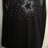 ❤️Брендовая натуральная черная вязаная со стразами туника новая❤️Турция.Пог.150-210