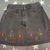 ВВ14 Юбка детская джинсовая с вышивкой, на 4 года, рост 104 см, Adams