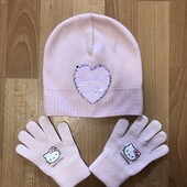 Осенний комплект шапка перчатки